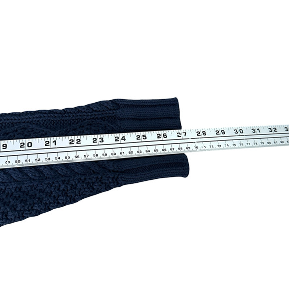 LL Bean Signature Fisherman Cardigan Shawl Collar Sweater Mens XL Navy Blue Long - Picture 9 of 10